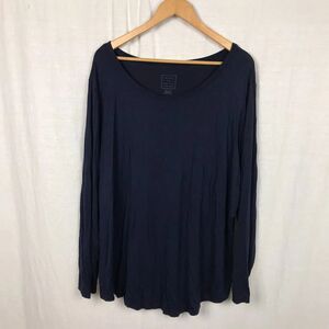 Ashley Stewart Back to Basics ByWomen's Long Sleeve Tee Scoop Neck Blue 22/24